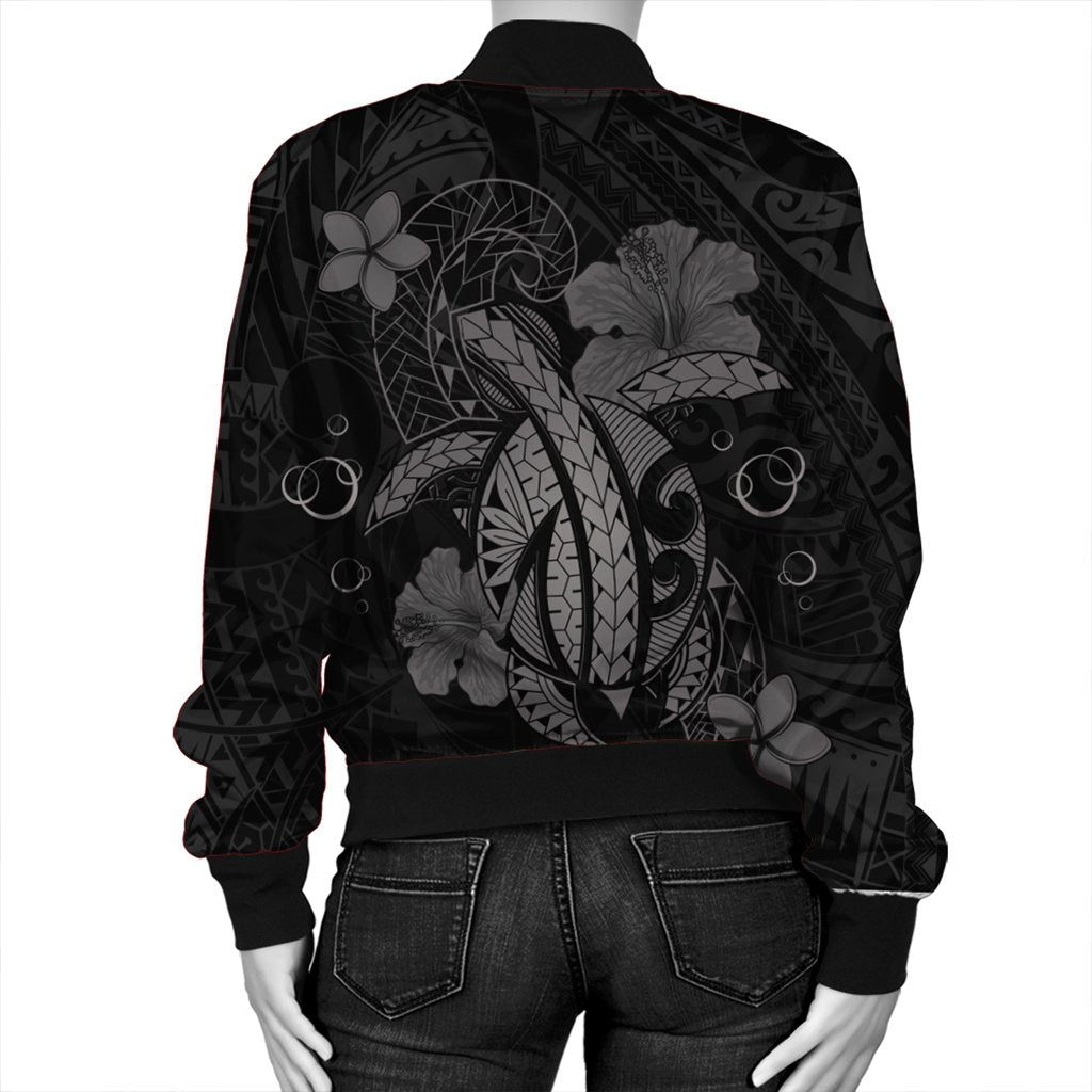 Hawaii Turtle Flower Polynesian Bomber Jacket - Gray - AH - Polynesian Pride