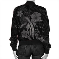 Hawaii Turtle Flower Polynesian Bomber Jacket - Gray - AH - Polynesian Pride