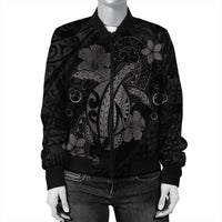 Hawaii Turtle Flower Polynesian Bomber Jacket - Gray - AH - Polynesian Pride