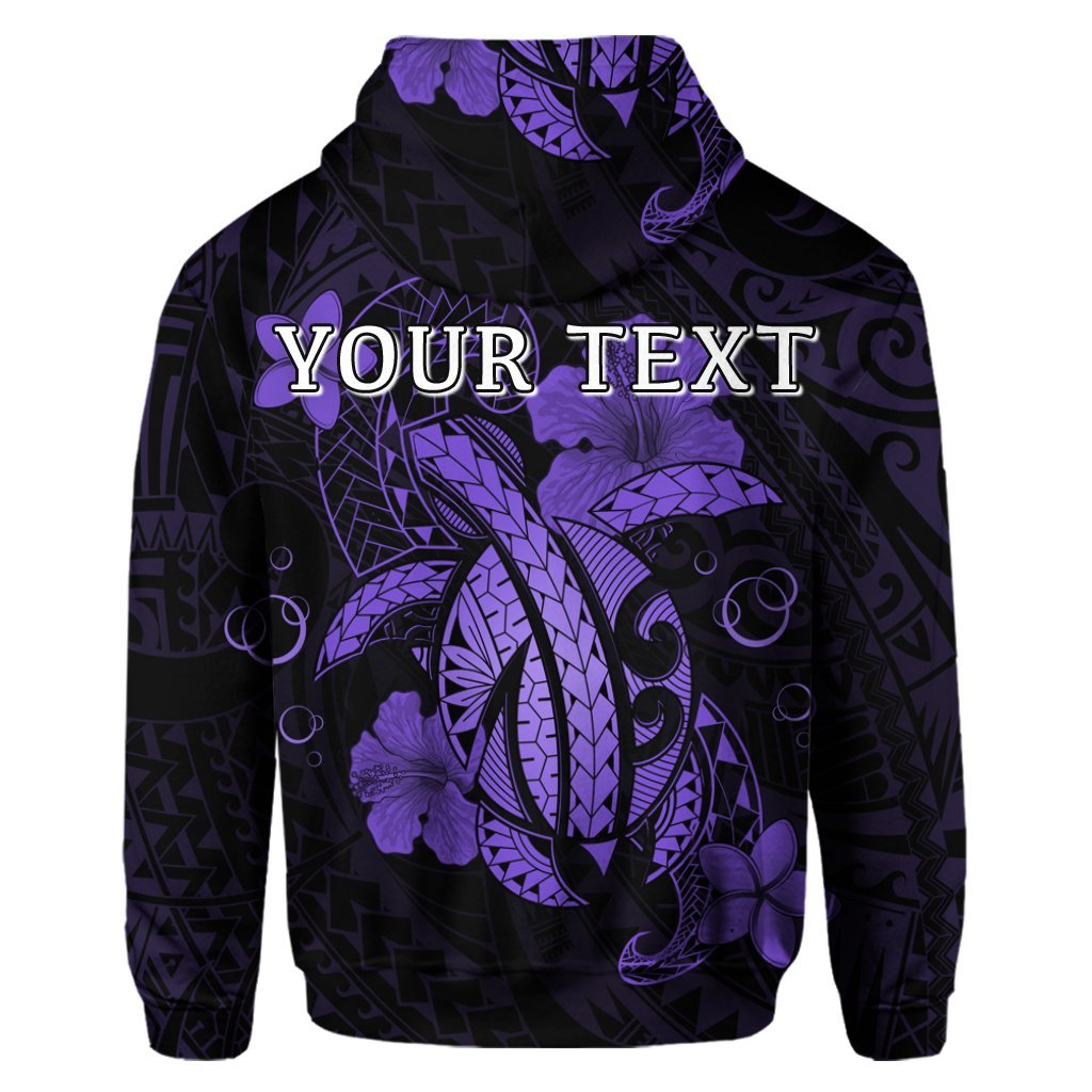 Custom Hawaii Turtle Flower Polynesian Hoodie Purple - Polynesian Pride