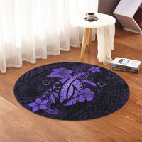 Hawaii Turtle Flower Polynesian Round Carpet - Purple - AH - Polynesian Pride
