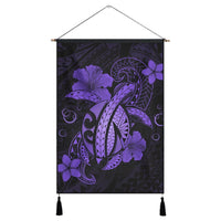 Hawaii Turtle Flower Polynesian Hanging Poster - Purple - AH Hanging Poster Cotton And Linen - Polynesian Pride