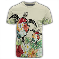 Hawaii Turtle Flowers Coconut Tree Leaf T Shirt - Polynesian Pride