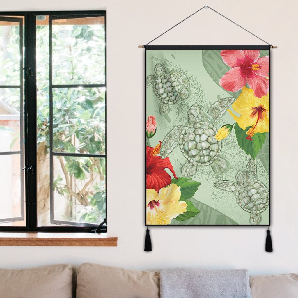 Hawaii Turtle Hibiscus Hanging Poster - Tink Style - AH - Polynesian Pride