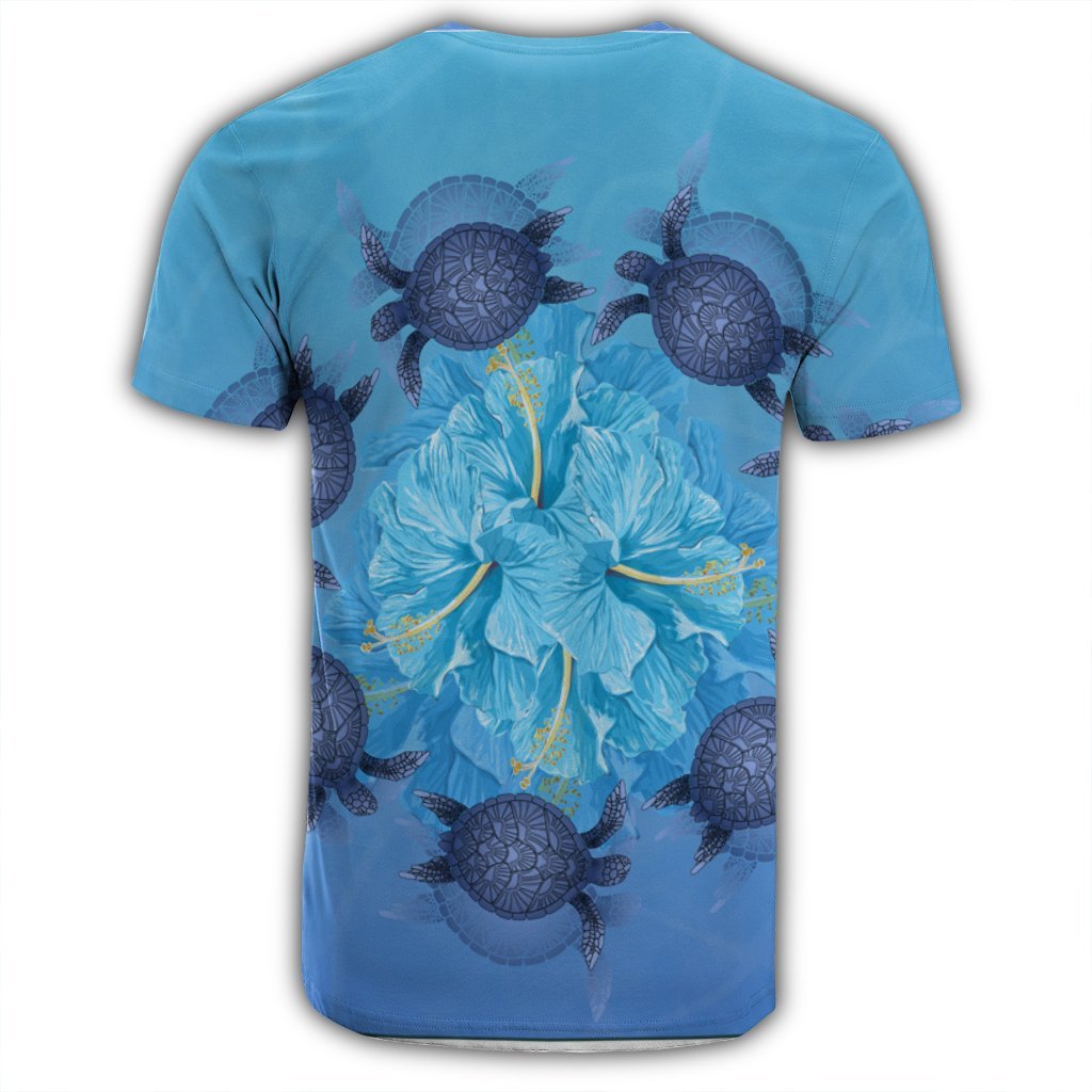 Hawaii Turtle Hibiscus Blue T Shirt - Polynesian Pride
