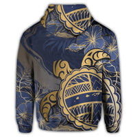 Hawaii Turtle Hibiscus Gold Zip Hoodie Kyn Style - Polynesian Pride