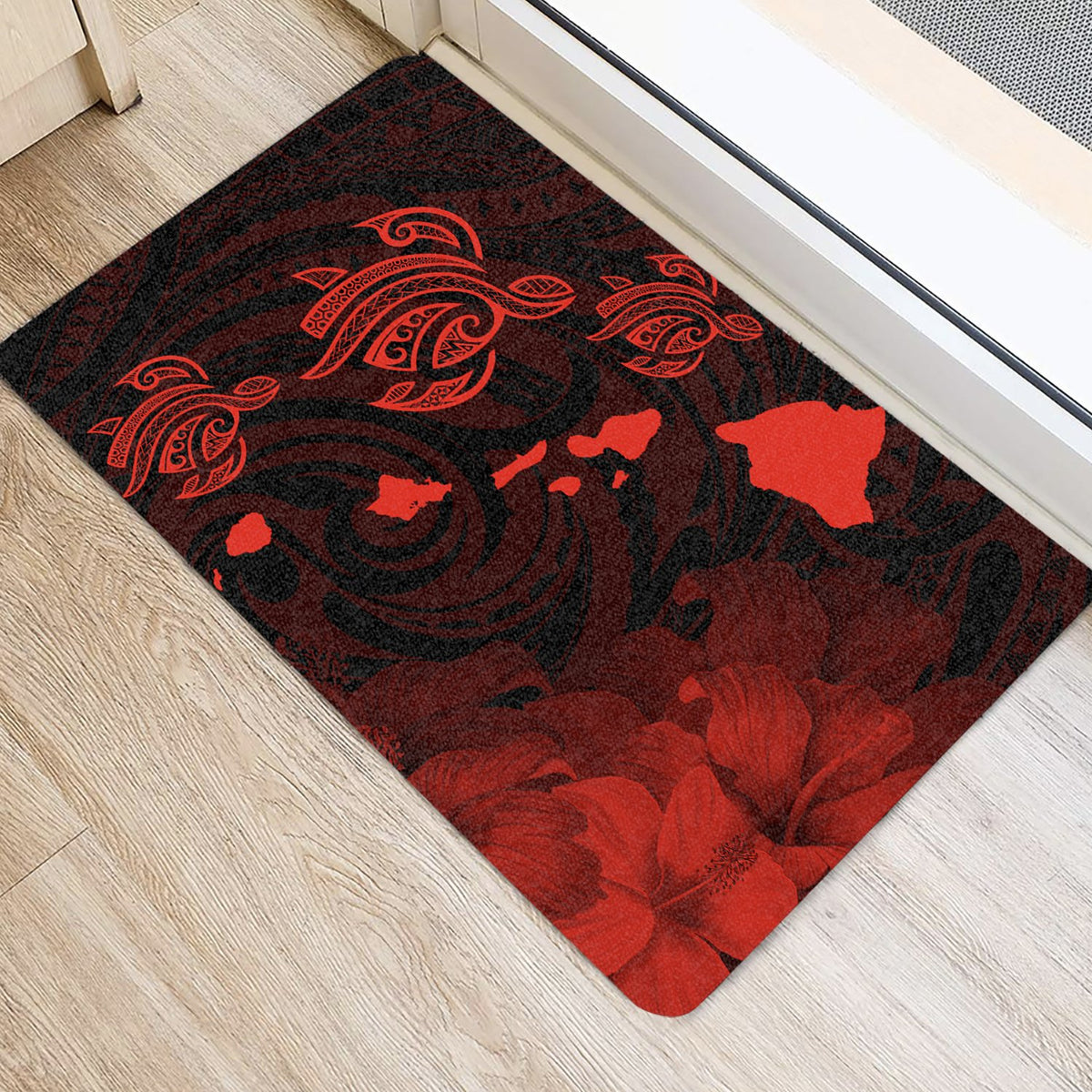 Hawaii Turtle Hibiscus Map Polynesian Red AH - Polynesian Pride