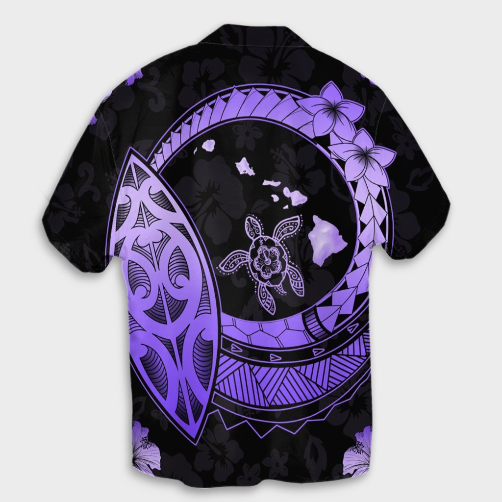 Hawaii Turtle Hibiscus Map Polynesian Hawaiian Shirt Violet - AH - Polynesian Pride