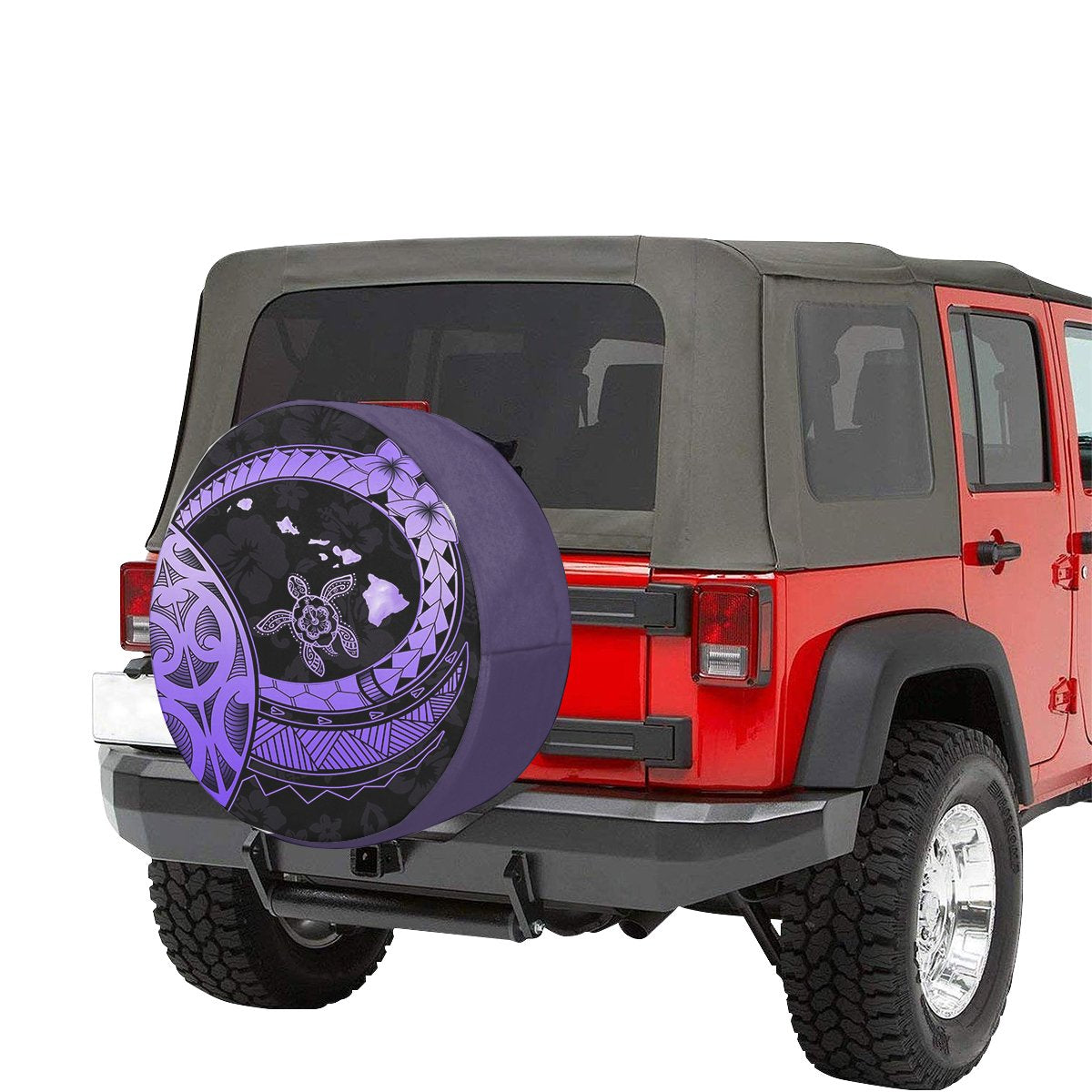 Hawaii Turtle Hibiscus Map Polynesian Violet Spare Tire Cover AH - Polynesian Pride