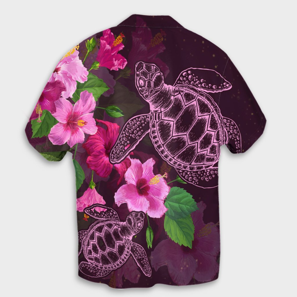 Hawaii Turtle Hibiscus Pink Simple Hawaiian Shirt - AH - Polynesian Pride