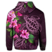 Hawaiian Turtle Hibiscus Pink Simple Hoodie - Polynesian Pride