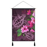 Hawaii Turtle Hibiscus Pink Simple Hanging Poster - AH Hanging Poster Cotton And Linen - Polynesian Pride