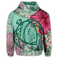 Hawaii Turtle Hibiscus Plumeria Zip Hoodie Hug Style - Polynesian Pride