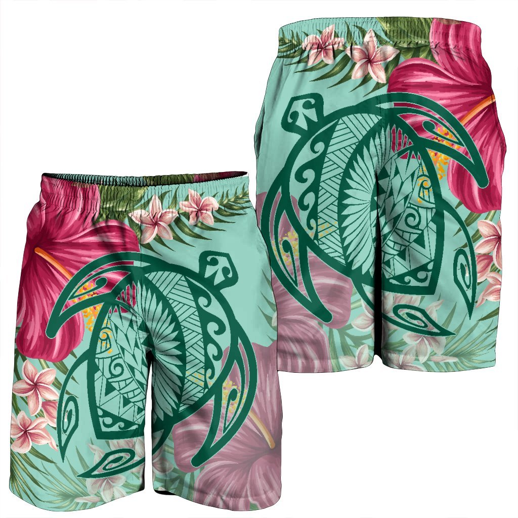 Hawaii Turtle Hibiscus Plumeria Men's Shorts - Hug Style - AH - Polynesian Pride