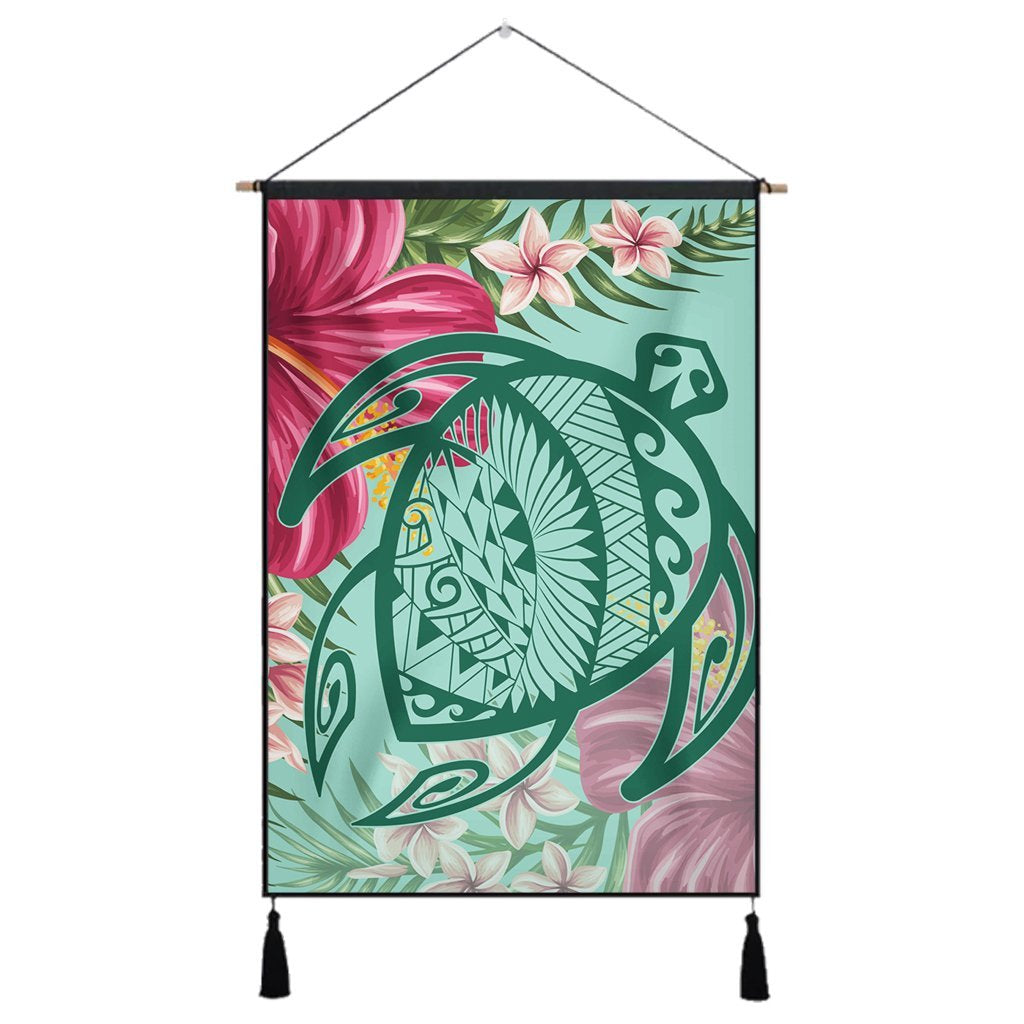 Hawaii Turtle Hibiscus Plumeria Hanging Poster - Hug Style - AH Hanging Poster Cotton And Linen - Polynesian Pride