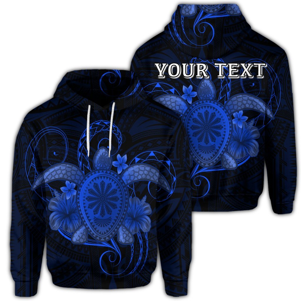 Custom Hawaii Turtle Hibiscus Polynesian Hoodie Full Style Blue Unisex Art - Polynesian Pride