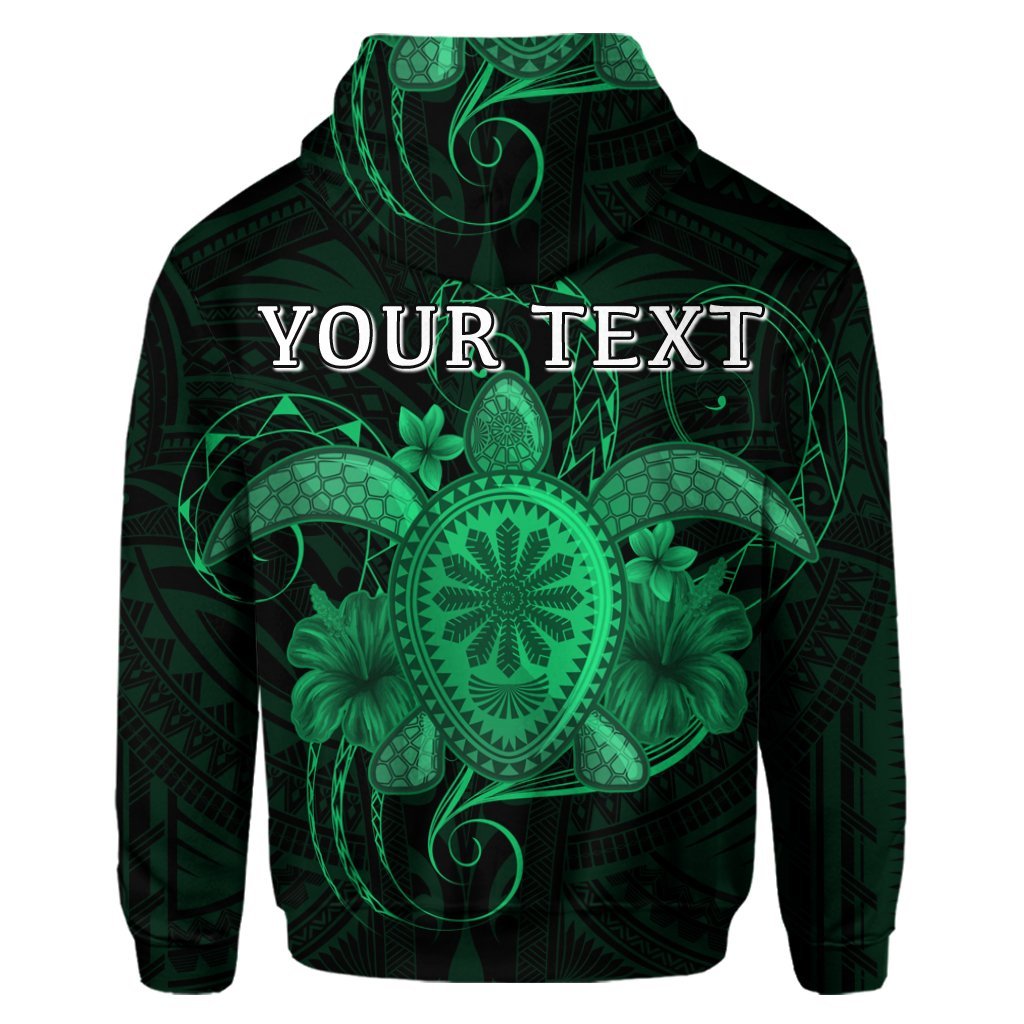 Custom Hawaii Turtle Hibiscus Polynesian Hoodie Full Style Green - Polynesian Pride