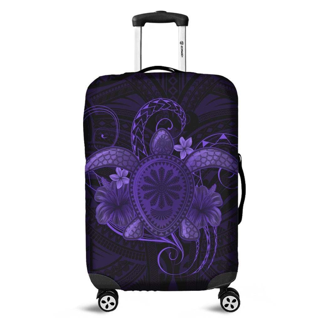 Hawaii Turtle Hibiscus Polynesian Luggage Covers - Full Style - Purple - AH Black - Polynesian Pride