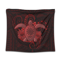 Hawaii Turtle Hibiscus Polynesian Tapestry - Full Style - Red - AH Wall Tapestry Black - Polynesian Pride