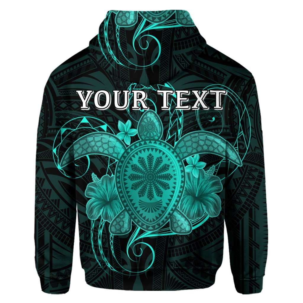 Custom Hawaii Turtle Hibiscus Polynesian Hoodie Full Style Turquoise - Polynesian Pride