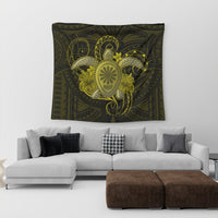 Hawaii Turtle Hibiscus Polynesian Tapestry - Full Style - Yellow - AH - Polynesian Pride