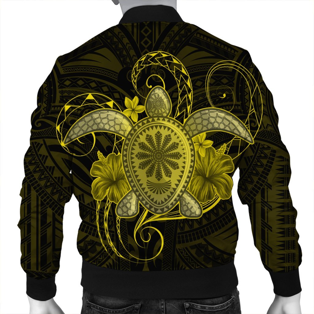 Hawaii Turtle Hibiscus Polynesian Bomber Jacket - Full Style - Yellow - AH - Polynesian Pride