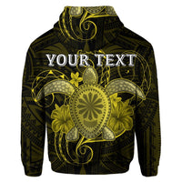 Custom Hawaii Turtle Hibiscus Polynesian Hoodie Full Style Yellow - Polynesian Pride