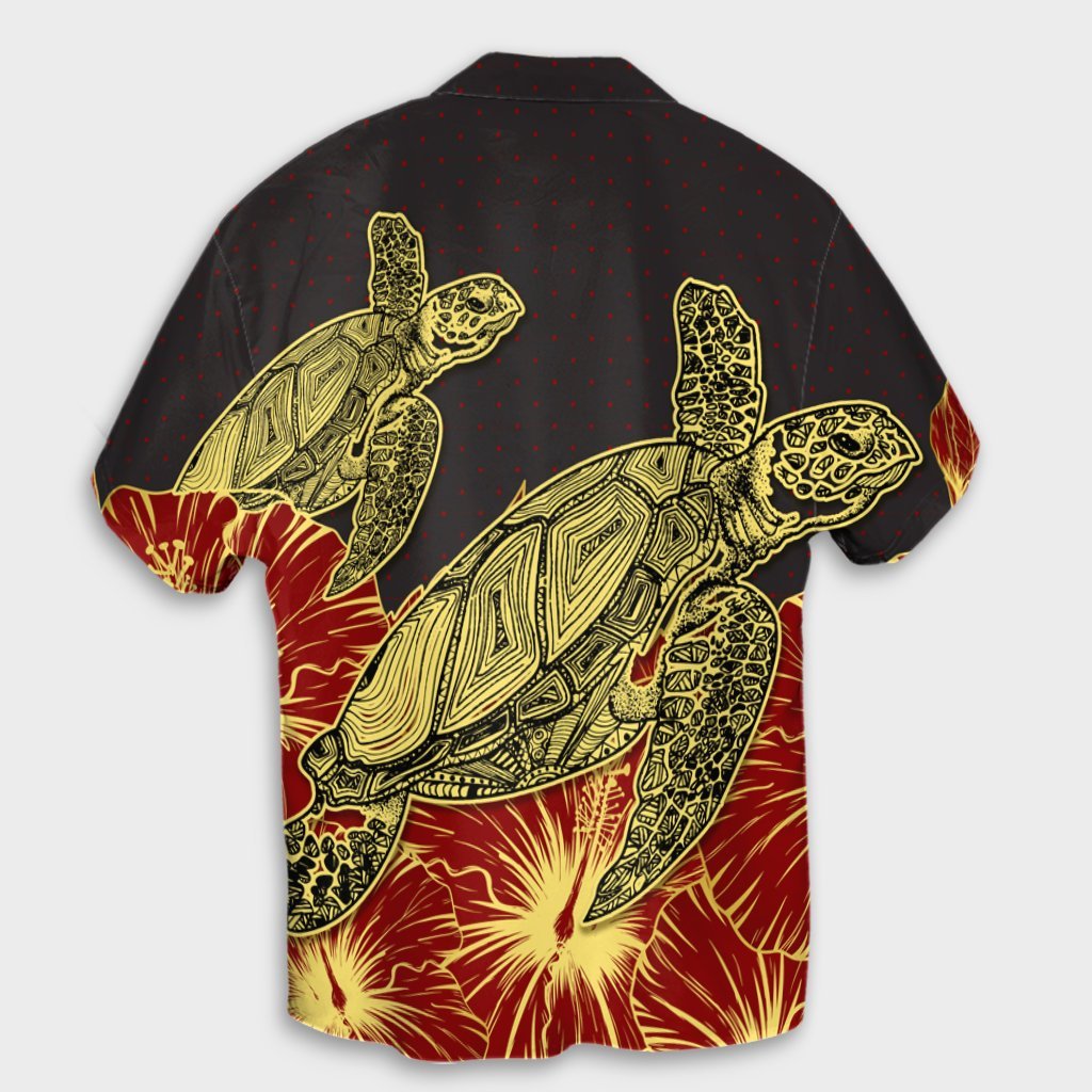 Hawaii Turtle Hibiscus Red Hawaiian Shirt - AH - Polynesian Pride