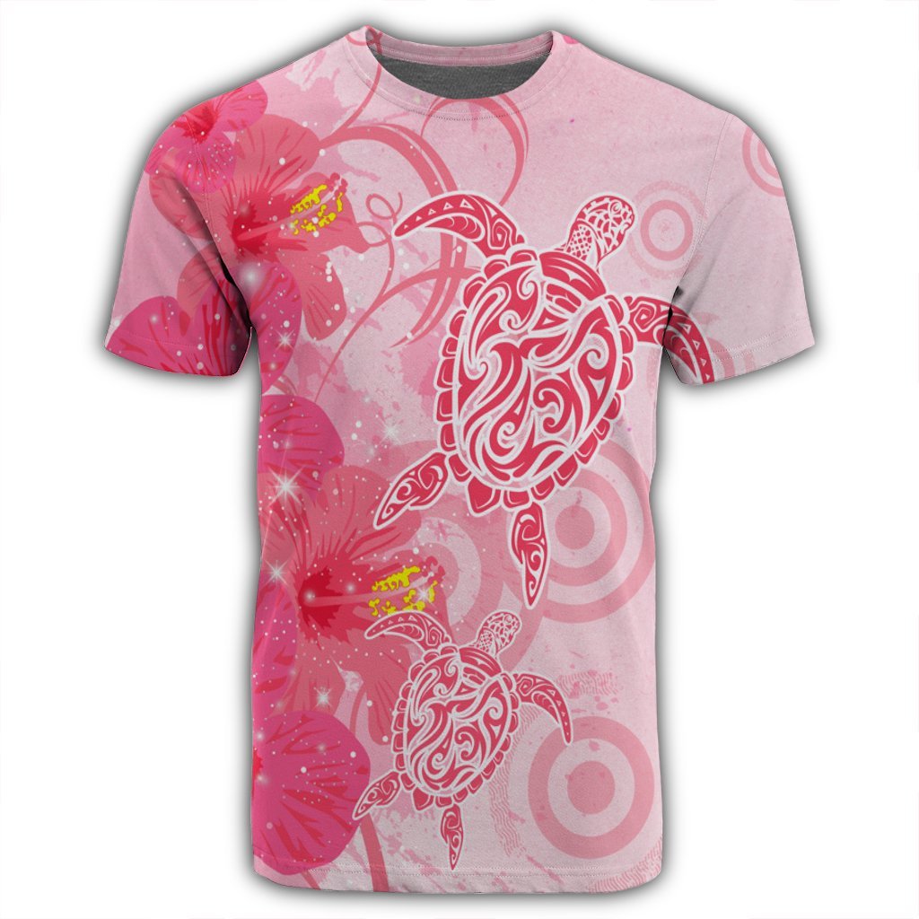 Hawaii Turtle Hibiscus Vintage Pink T Shirt - Polynesian Pride