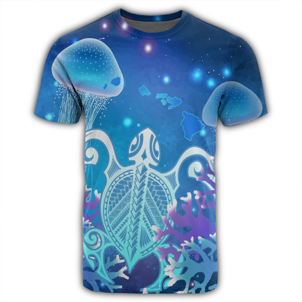 Hawaii Turtle Jellyfish Coral T Shirt Galaxy T Shirt - Polynesian Pride