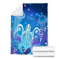 Hawaii Turtle Jellyfish Coral Premium Blankets Galaxy Premium Blankets - AH - Polynesian Pride