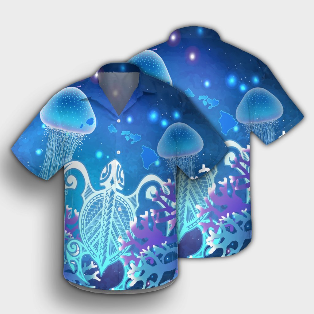 Hawaii Turtle Jellyfish Coral Hawaiian Shirt Galaxy Hawaiian Shirt - AH - Polynesian Pride