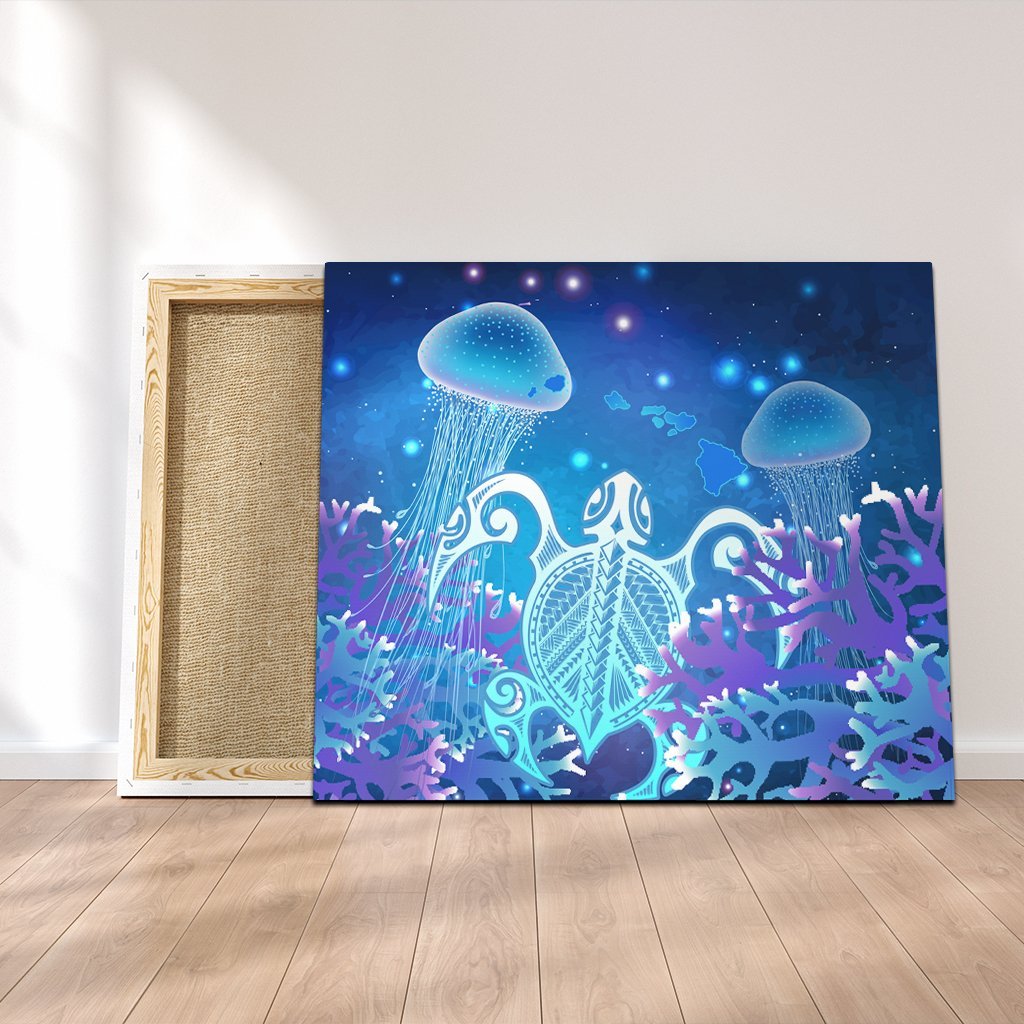 Hawaii Turtle Jellyfish Coral Canvas Galaxy Canvas - AH Canvas Poly-cotton - Polynesian Pride