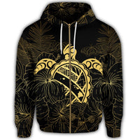 Hawaii Turtle Kanaka Golden Zip Hoodie - Polynesian Pride
