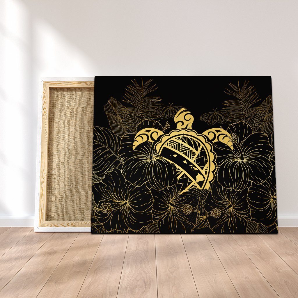 Hawaii Turtle Kanaka Golden Canvas - AH Canvas Poly-cotton - Polynesian Pride