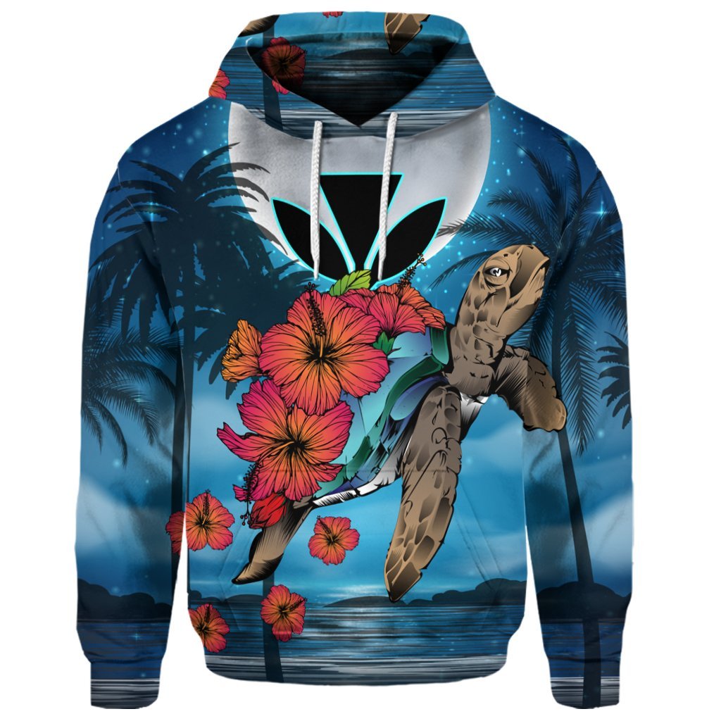 Custom Hawaii Turtle Kanaka Hibiscus Stary Night Hoodie - Polynesian Pride