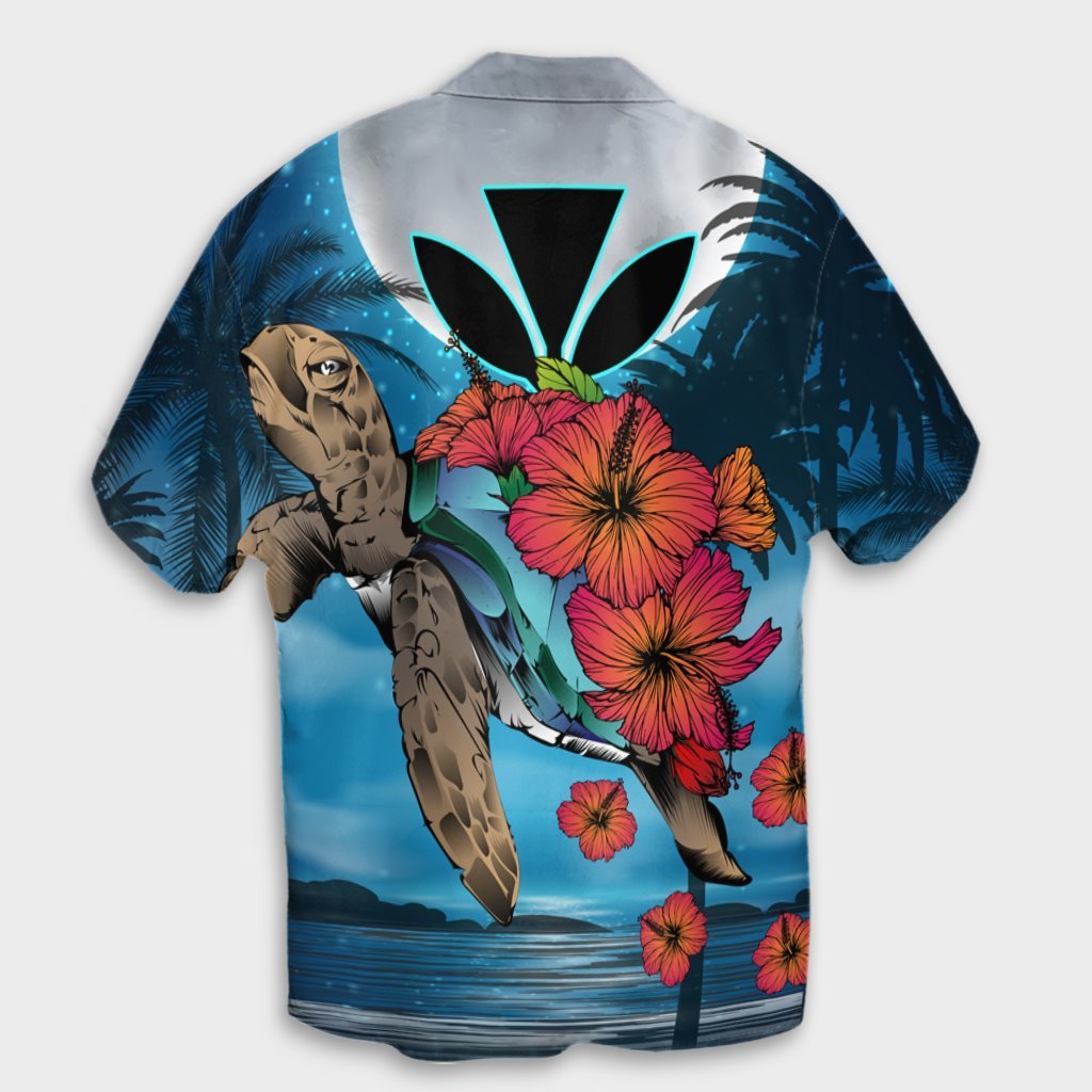 Hawaii Turtle Kanaka Hibiscus Stary Night Hawaiian Shirt - AH - Polynesian Pride