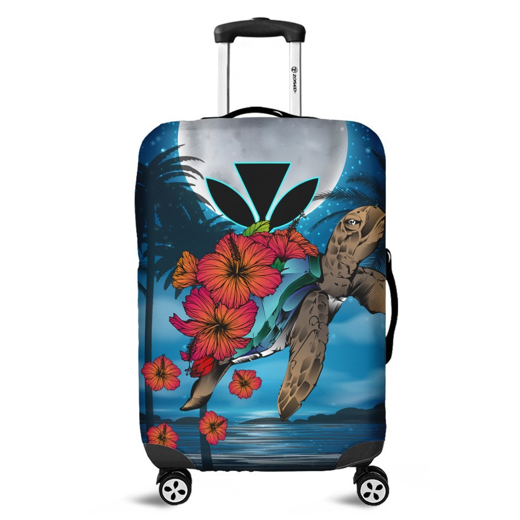 Hawaii Turtle Kanaka Hibiscus Stary Night Luggage Covers - AH Black - Polynesian Pride