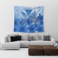 Hawaii Turtle Kanaka Plumeria Polynesian Tapestry Blue - AH - Polynesian Pride