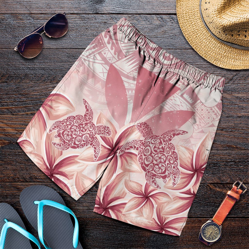 Hawaii Turtle Kanaka Plumeria Polynesian Men's Shorts Pink - AH Art - Polynesian Pride