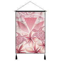 Hawaii Turtle Kanaka Plumeria Polynesian Hanging Poster Pink - AH Hanging Poster Cotton And Linen - Polynesian Pride