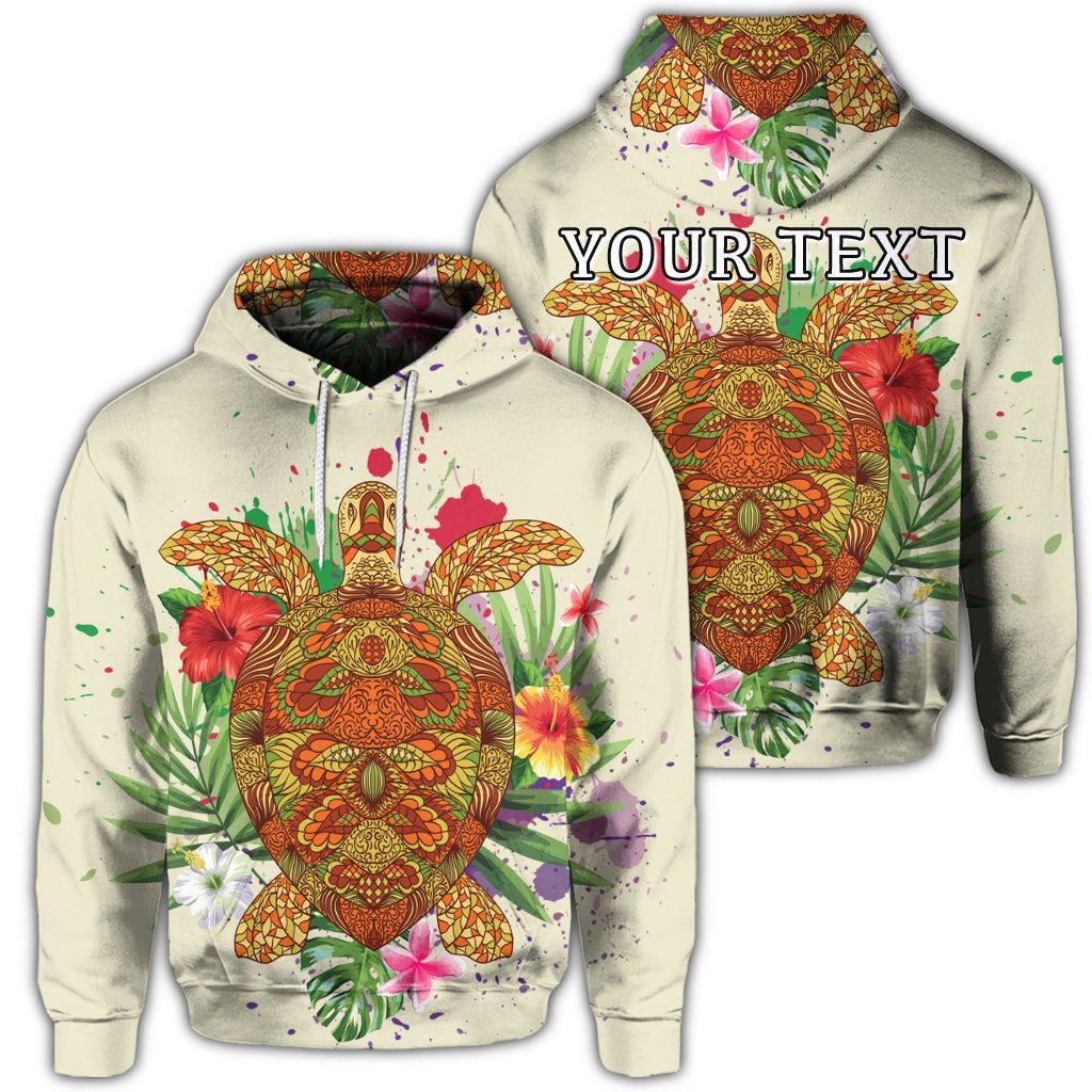 Custom Hawaii Turtle Life Hibiscus Design Hoodie Unisex Art - Polynesian Pride