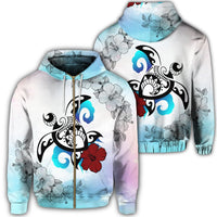 Hawaii Turtle Lollipop Plumeria Zip Hoodie Unisex Art - Polynesian Pride