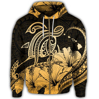 Hawaii Turtle Map Polynesian Zip Hoodie Safety - Polynesian Pride