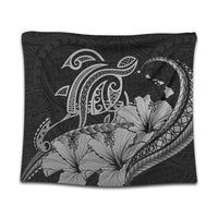 Hawaii Turtle Map Polynesian Tapestry Safety Gray - AH Wall Tapestry Black - Polynesian Pride
