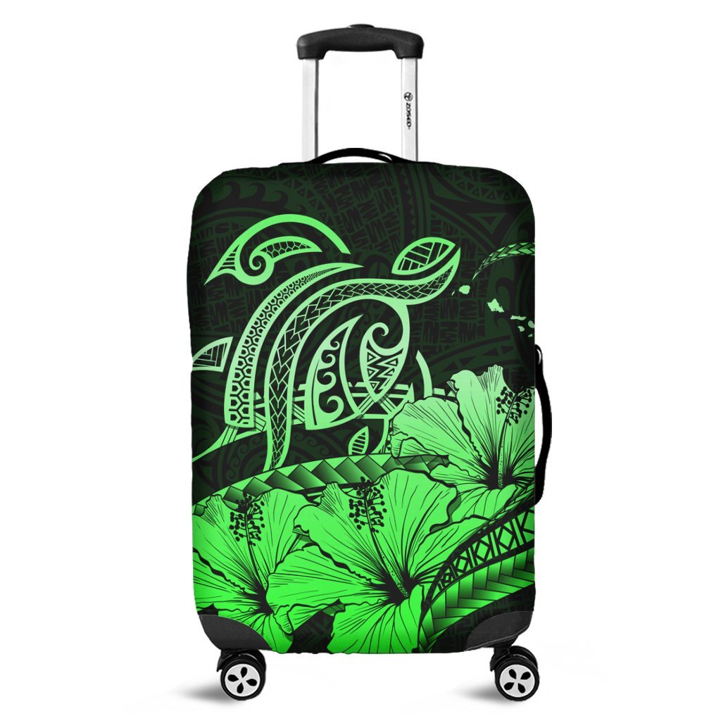 Hawaii Turtle Map Polynesian Luggage Covers Safety Green - AH Black - Polynesian Pride