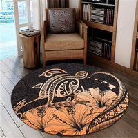 Hawaii Turtle Map Polynesian Round Carpet Safety Orange - AH - Polynesian Pride