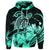 Custom Hawaii Turtle Map Polynesian Hoodie Safety Turquoise - Polynesian Pride