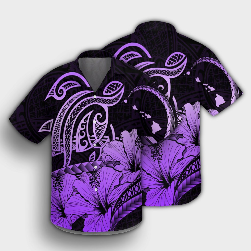 Hawaii Turtle Map Polynesian Hawaiian Shirt Safety Violet 2 - AH - Polynesian Pride