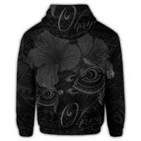 Hawaii Turtle Ohana Hibiscus Poly Zip Hoodie Gray - Polynesian Pride